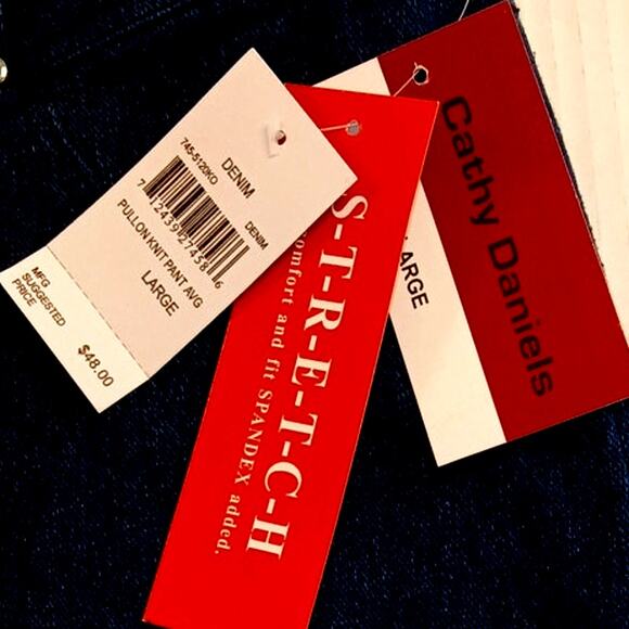 Designer Cathy Daniels Womens new w/Tags Dark Blue Knit Bootcut Pants - Size L - Picture 4 of 5